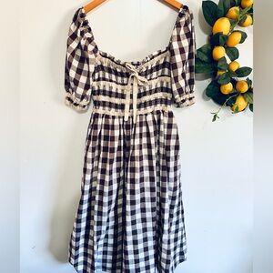 Neuflora Germantown dress brown and white plaid maxi dress